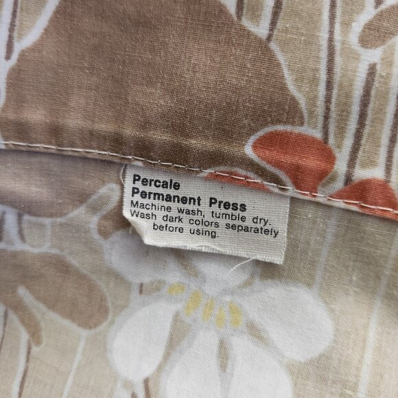 Oleg Cassini Vintage King Size Flat Sheet Brown Retro Flowers Hippie Boho - Picture 5 of 8